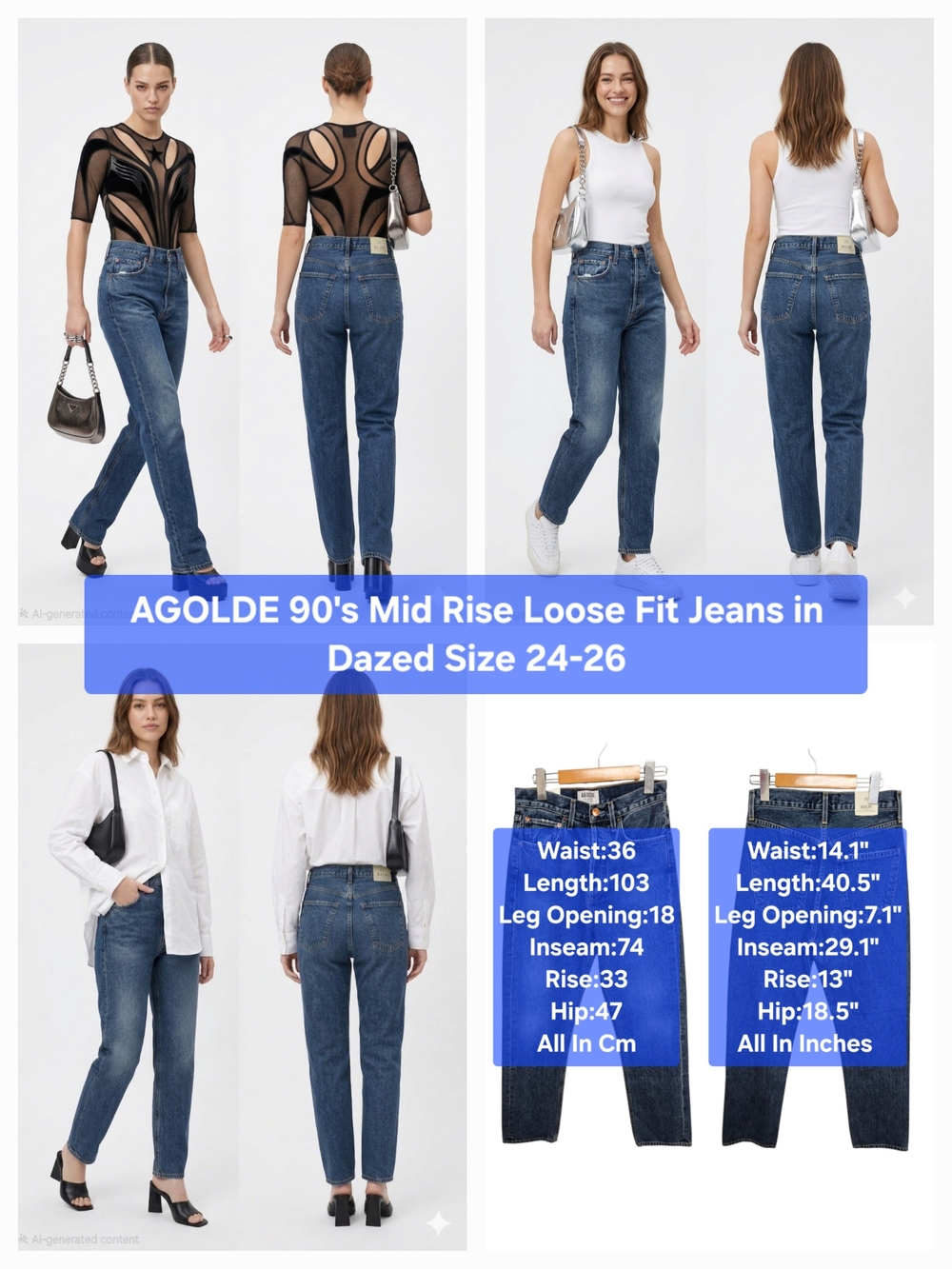AGOLDE 90's Mid Rise Loose Fit Jeans in Dazed Size 24-26